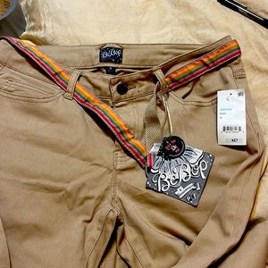 Size 9 NEW WITH TAGS BeBop khaki pants with RAINBOW belt LOT#0025